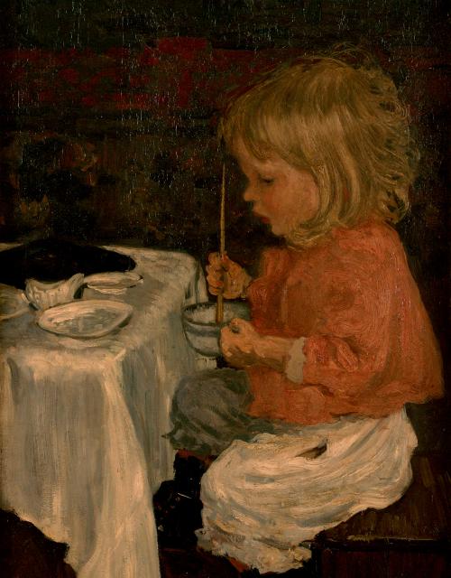 Schilderij van Evenepoel, kind aan tafel