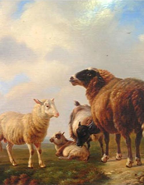 Landschap met schapen, door Louis Robbe 