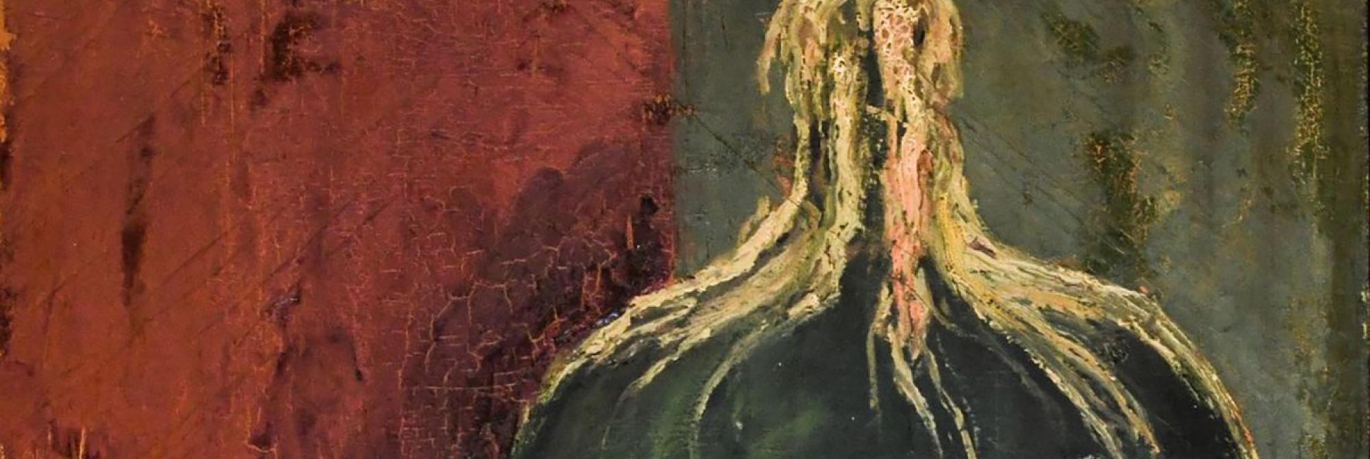 Schilderij met de naam Kruik met kaars, vaas met bloemen van Jef Burm